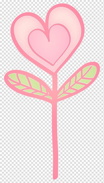 Cute ico, pink and green heart flower illustration transparent background PNG clipart