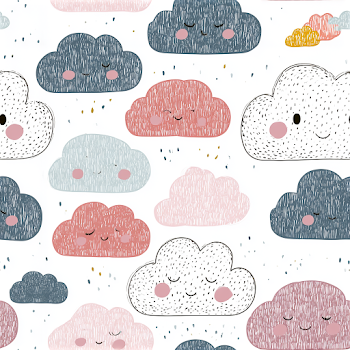 Cute Illustrated Clouds Pattern for Nursery
