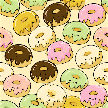 Cute Kawaii Cartoon Donuts Pattern