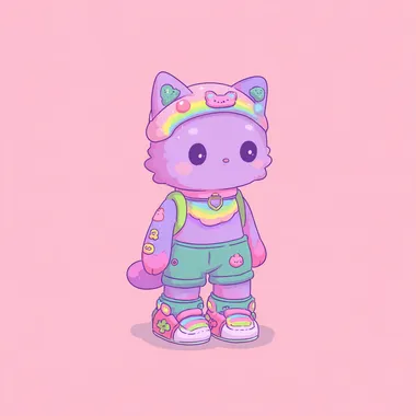 Cute Kawaii Cat in Trendy Gear Cute Kawaii Cat in Trendy Gear