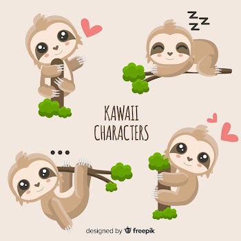 Cute kawaii characters Free Vector