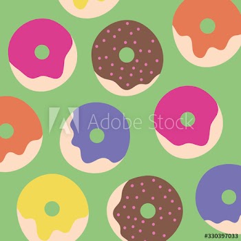 cute kawaii postcard with donuts pattern
