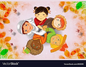 Cute kids holding hands vector image