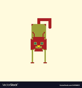 Cute kitten domestic pet pixel art vector image