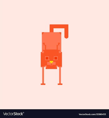Cute kitten domestic pet pixel art vector image