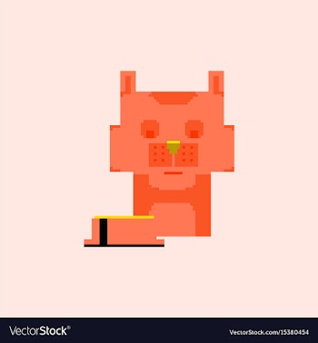 Cute kitten domestic pet pixel art vector image