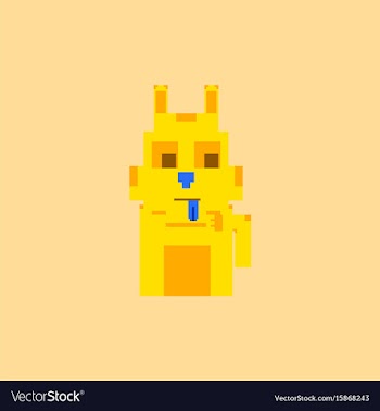 Cute kitten domestic pet pixel art vector image