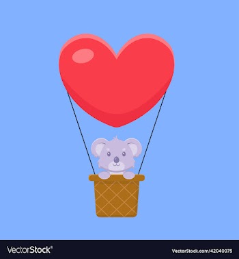 cute koala hot air balloon cartoon