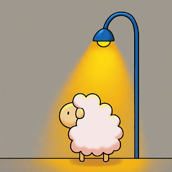 Cute Lamb Under a Streetlamp