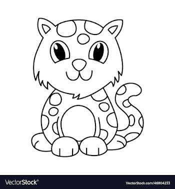 cute leopard cartoon coloring page for