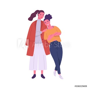 Cute lesbian couple isolated on white background