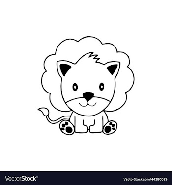 cute lion doll outline black and white
