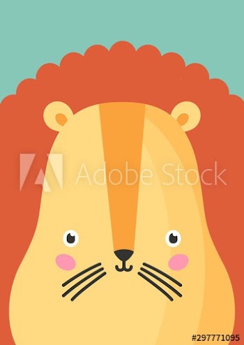 Cute lion snout flat vector illustration