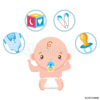 cute little baby boy with train and set toys