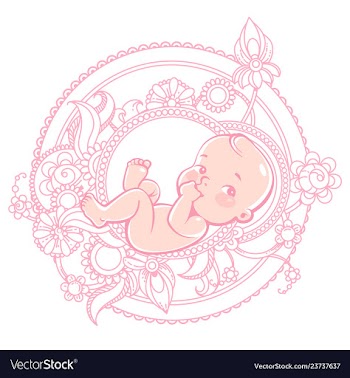  					Cute little baby lying in round pattern vector image														