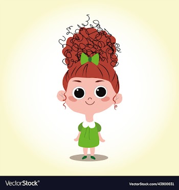 cute little curly girl in a green dress