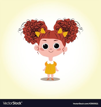 cute little curly girl in a yellow dress