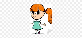 Cute Little Girl Cartoon Illustration Sticker • Pixers® - Little Girl Cartoon