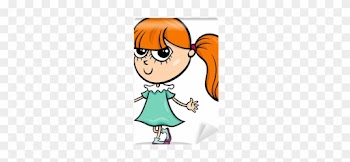 Cute Little Girl Cartoon Illustration Wall Mural • - Cartoon Little Girl