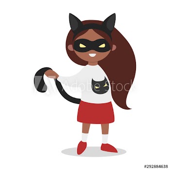 Cute little girl in a black cat costume