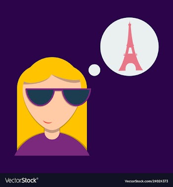 Cute little girl in paris card vector image