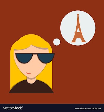 Cute little girl in paris card vector image
