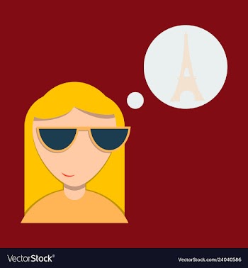 Cute little girl in paris card vector image