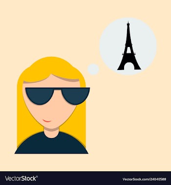 Cute little girl in paris card vector image