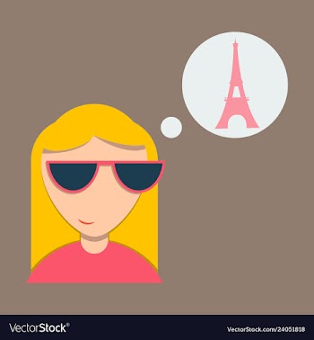 Cute little girl in paris card vector image