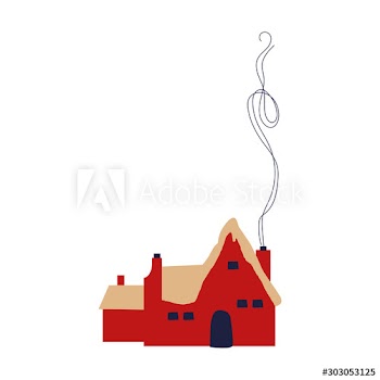 cute little house with chimney icon