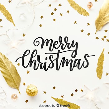 Cute merry christmas lettering Free Vector