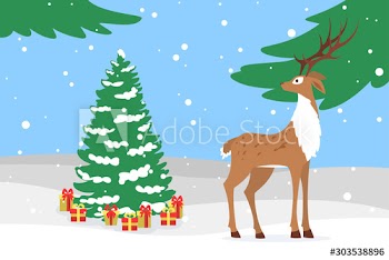 Cute merry xmas postcard decoration