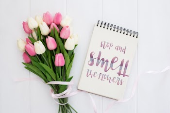 Cute message on notebook spring concept Free Psd
