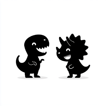Cute Minimalist Dinosaur Icons: T-Rex and Triceratops