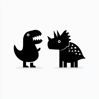 Cute Minimalist T-Rex and Triceratops Icon