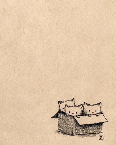 Cute Minimalistic Cats Peeking from a Box Cute Minimalistic Cats Peeking from a Box