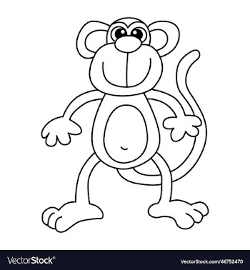 cute monkey cartoon coloring page for