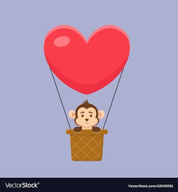 cute monkey hot air balloon cartoon