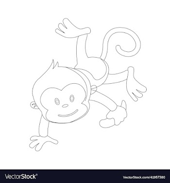 cute monkey outline coloring page animal