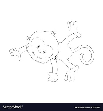 cute monkey outline coloring page animal