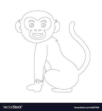 cute monkey outline coloring page animal