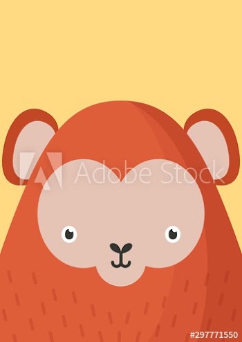 Cute monkey snout flat vector illustration