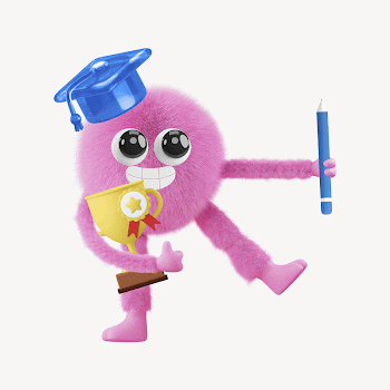 Cute monster graduation, 3D rendering | Free Photo Illustration - rawpixel