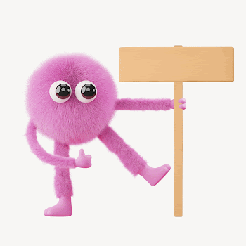 Cute monster holding sign, 3D | Free Photo - rawpixel