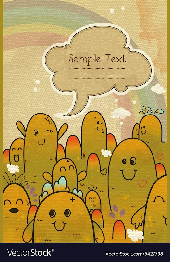 Cute monsters with chat bubble vector image