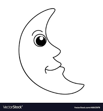 cute moon cartoon coloring page for kids