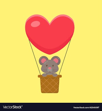 cute mouse hot air balloon cartoon