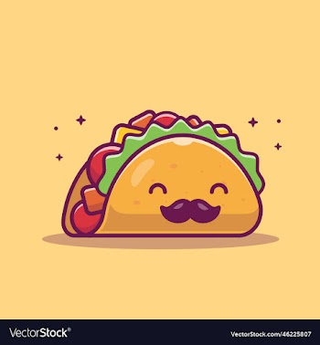 cute mustache taco cartoon