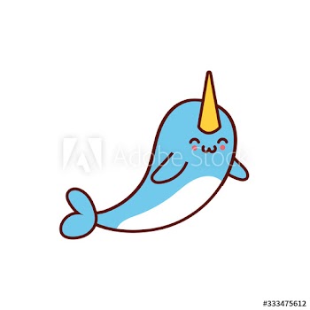 cute narval animal comic character