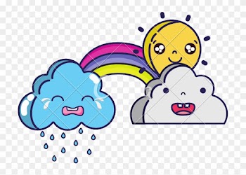 Cute Natural Weather Clouds With Sun And Rainbow Kawaii - Sun Rainbow Kawaii